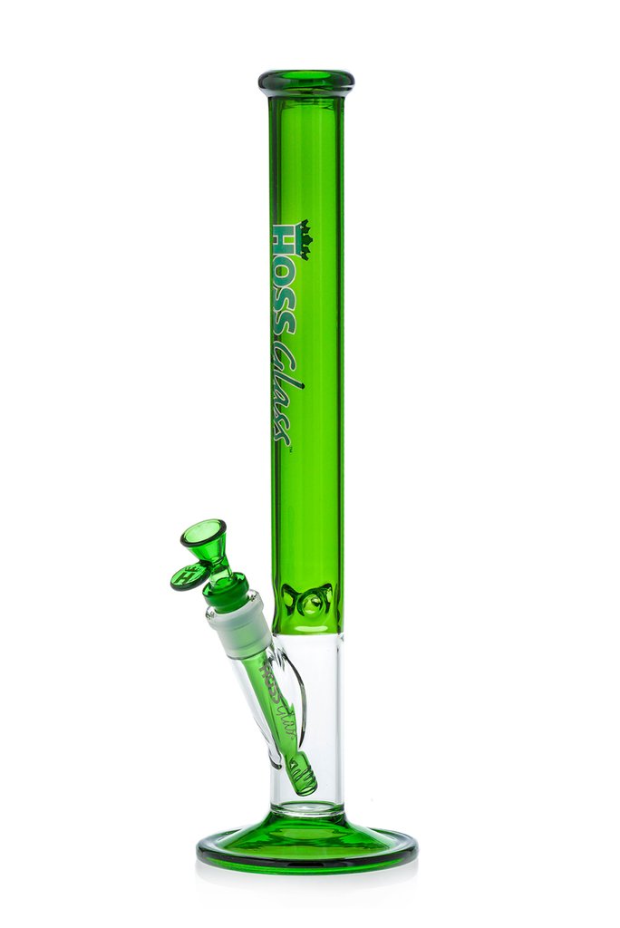 Hoss Glass - H071 38mm Diameter Colored Straight Tube with Window Base (16") - Green