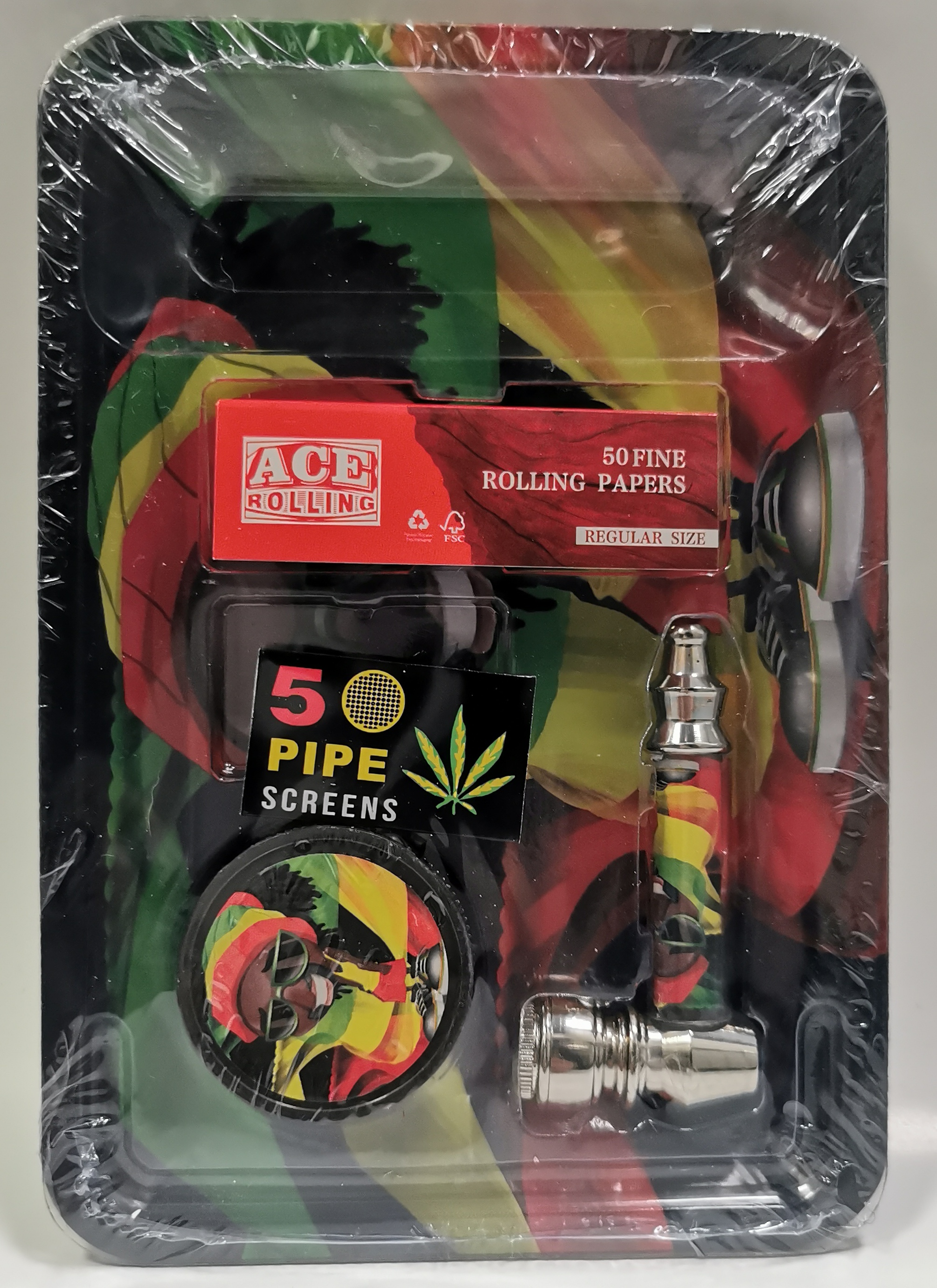 Smoking Set Tray/Papers/Screens/Pipe/Grinder