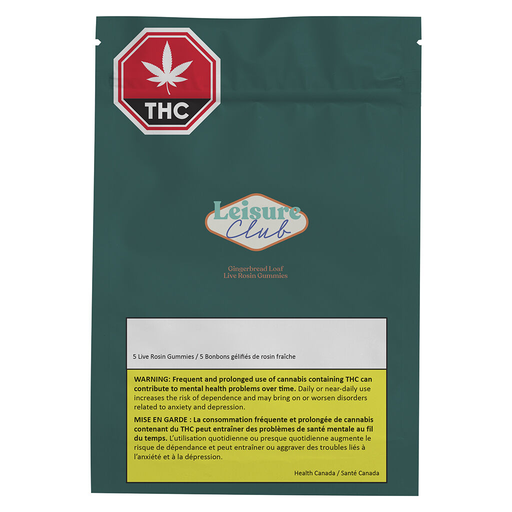 Leisure Club - Live Rosin Gummies Gingerbread Loaf Soft Chews - Indica - 5 Pack
