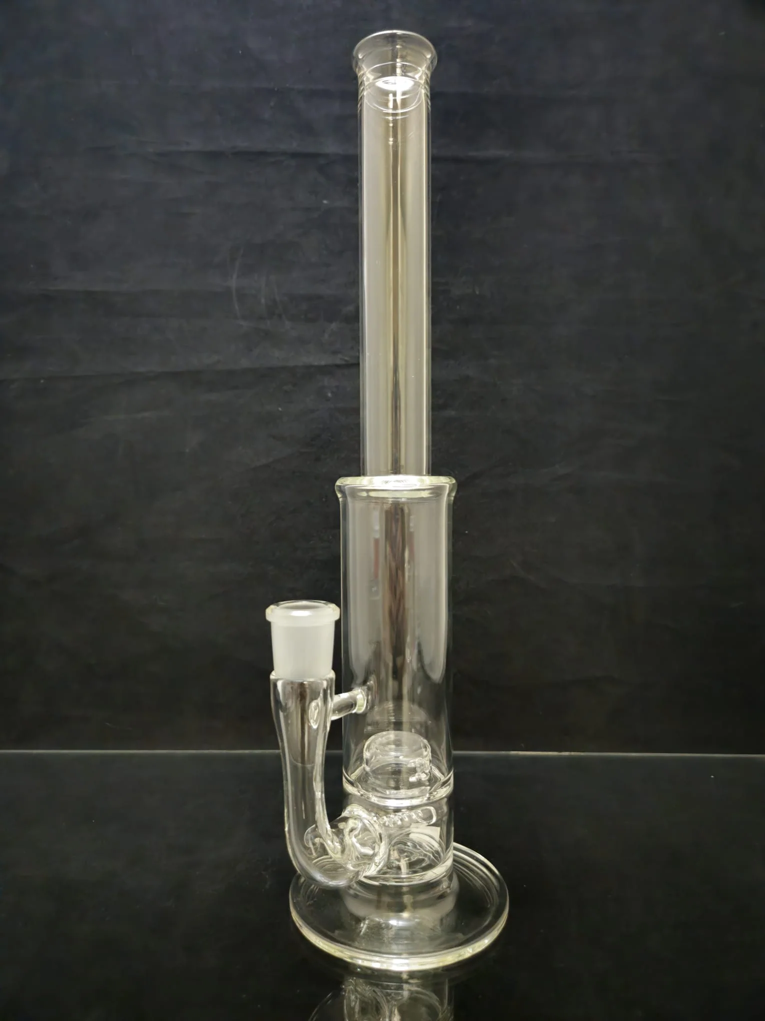 White Tail Glass - 16" Inline to Flat Perc Bong - Clear (WT07)