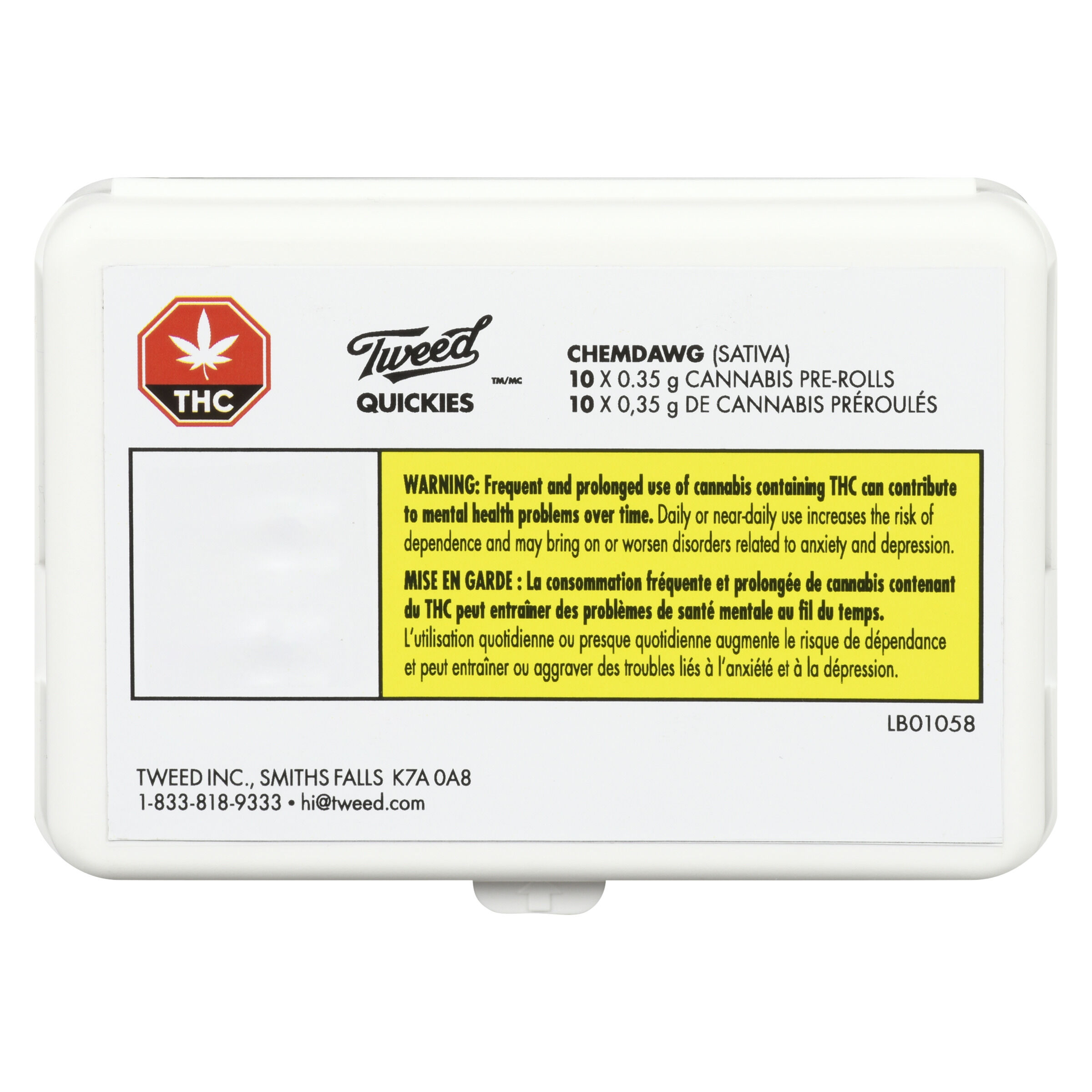 Tweed - Quickies Chemdawg Pre-Rolls - Sativa - 10x0.35g