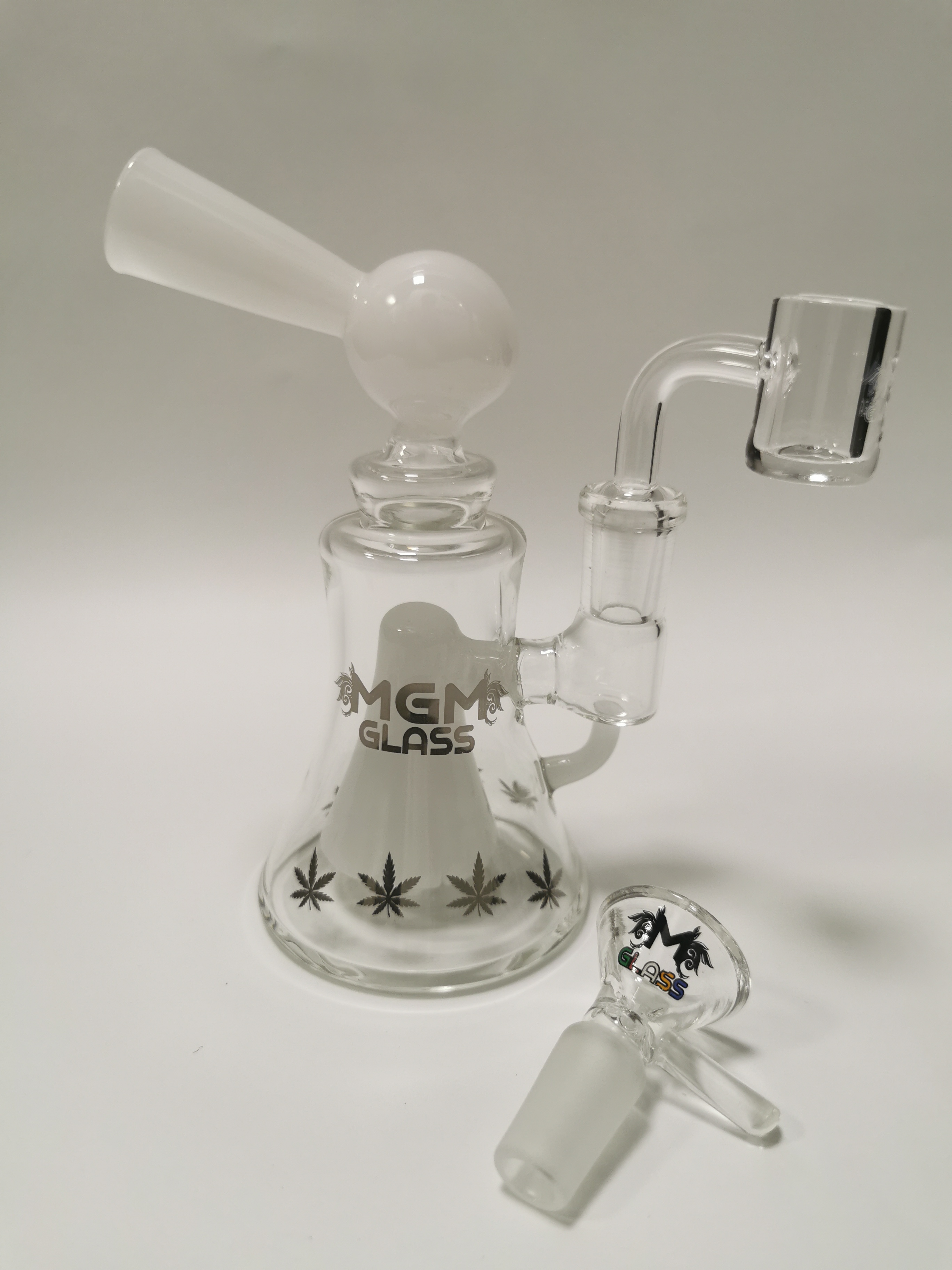 MGM Glass Rig - 5inch Clear With Silver Font Banger and Bowl