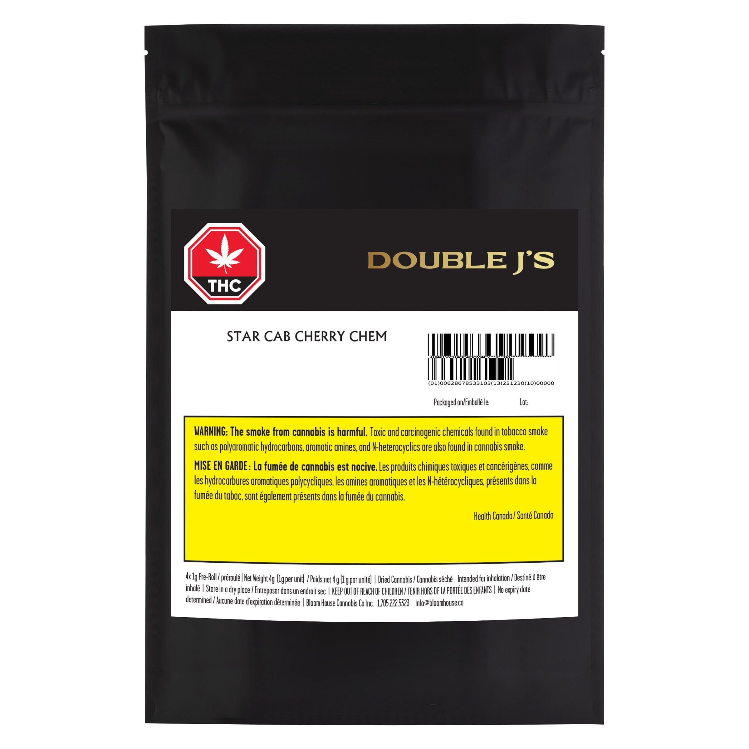 Double J's - Star Cab Cherry Chem Pre-Roll 4x1g - Double J's - Star Cab Cherry Chem Pre-Roll - Indica - 4x1g