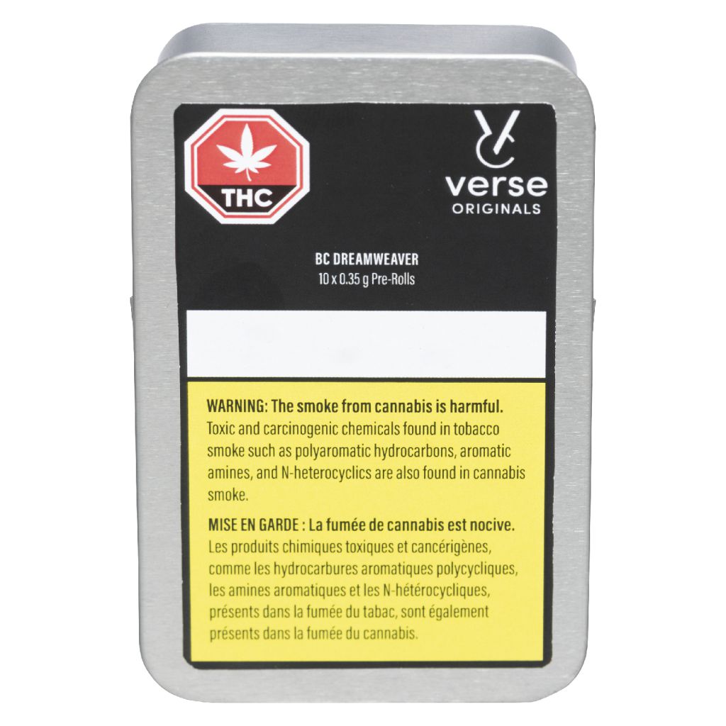 Verse Originals - BC Dreamweaver Pre-Roll - Indica - 10x0.35g