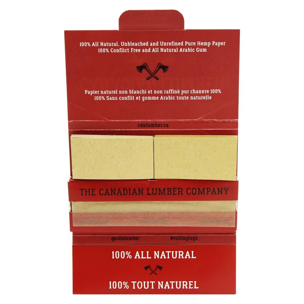 Canadian Lumber - Woods Unbleached Pure Wood Rolling Papers with Tips - 1.25"