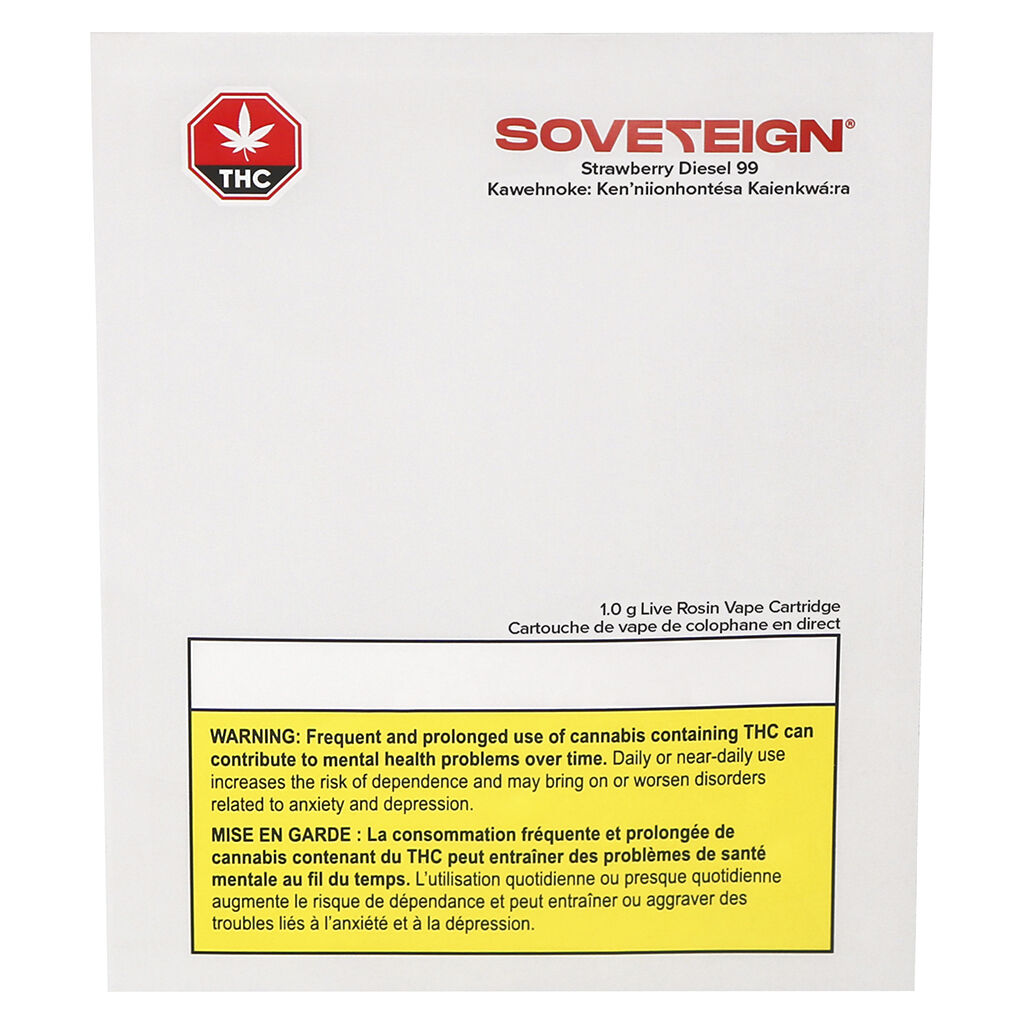 SOVEREIGN - Strawberry Diesel 99 Live Rosin 510 Thread Cartridge - Sativa - 0.5g