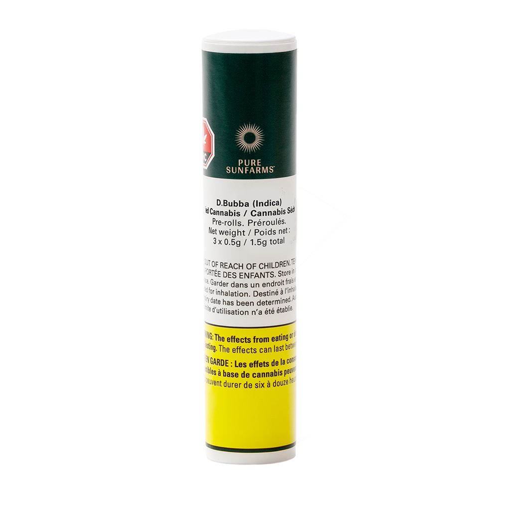 Pure Sunfarms - D Bubba Pre-Roll Indica - 3x0.5g
