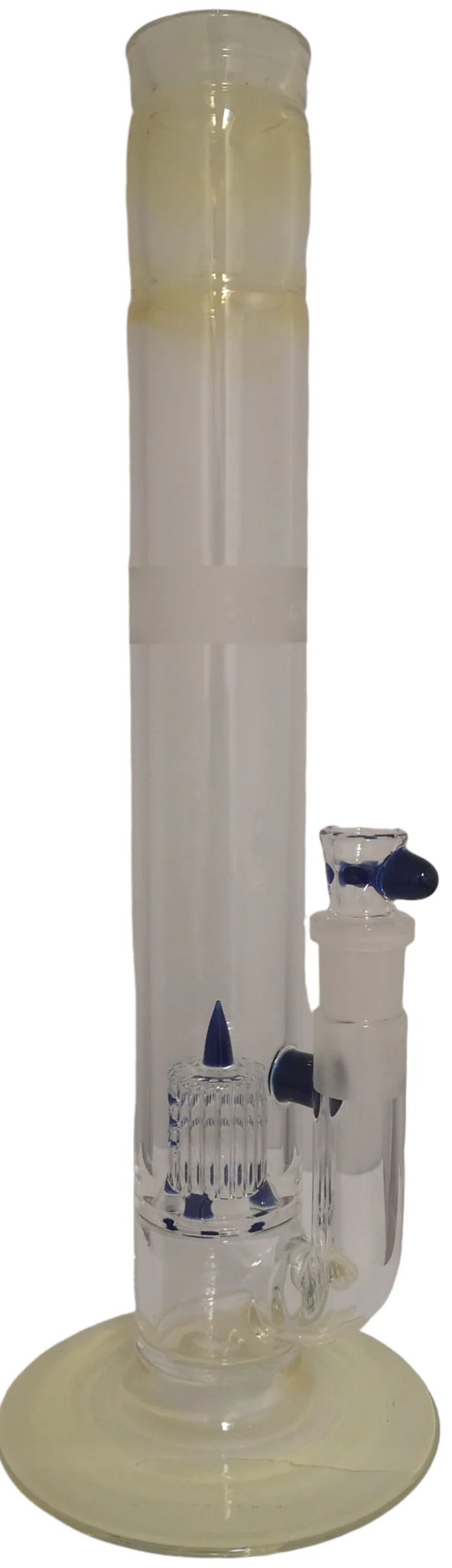 Benwa Glass - 15.5" Accented Fumed 180° Grid Cap Bong w/ Matching Bowl (4 Hole) - Blue JB77