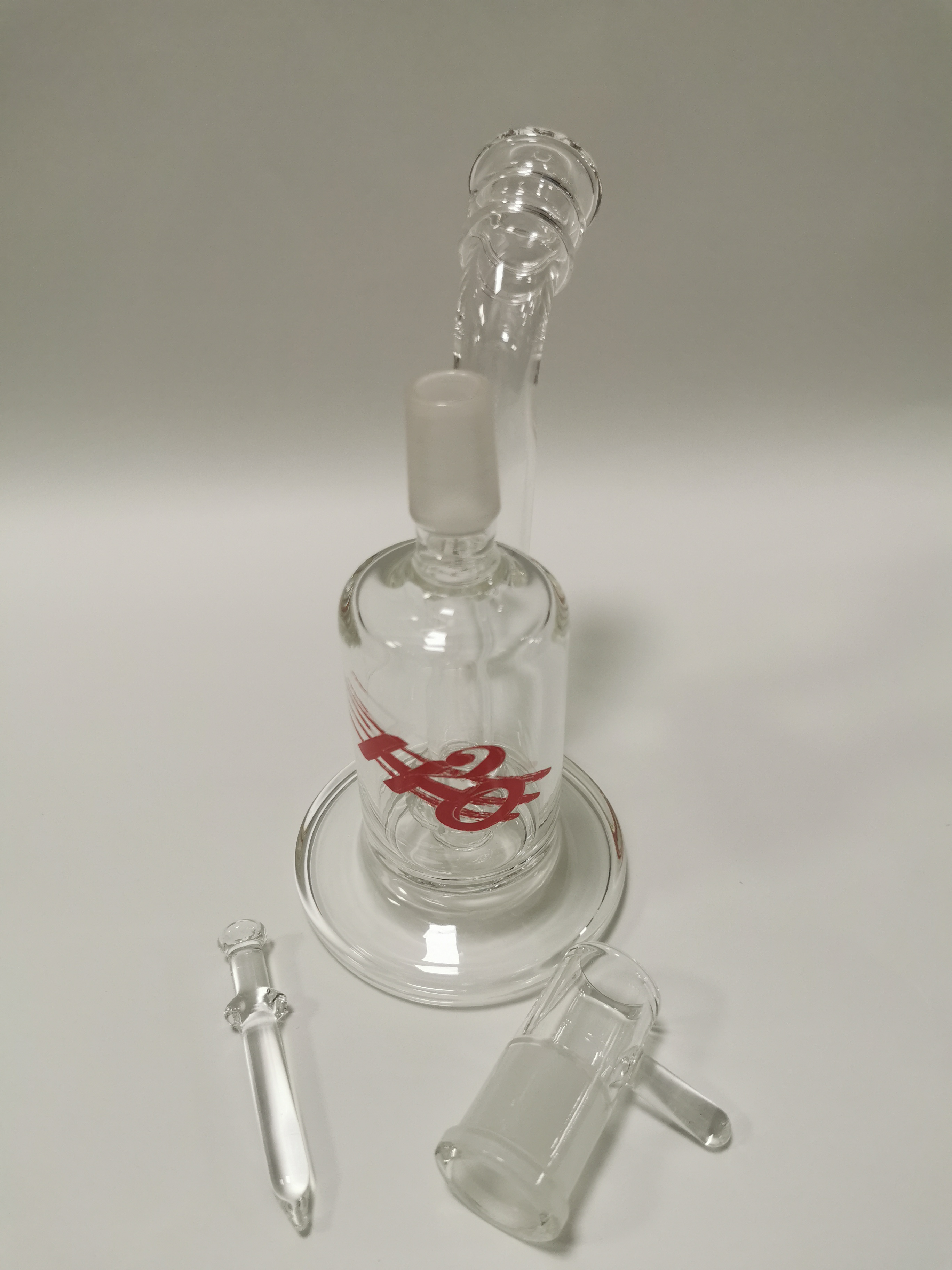H20 Glass Rig - 7inch Clear With Red Font