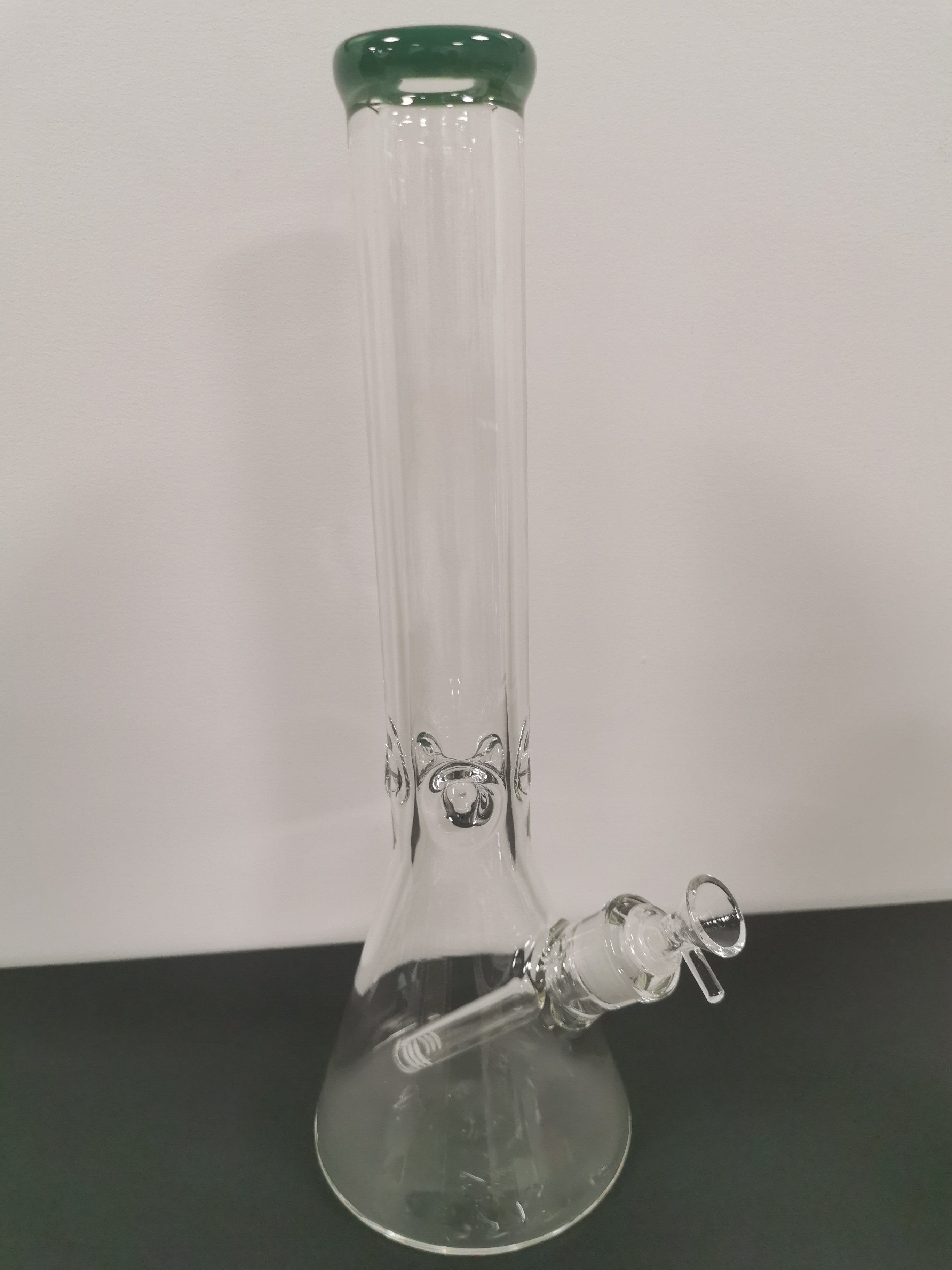 Clear Bong - Green Mouth Piece 16in