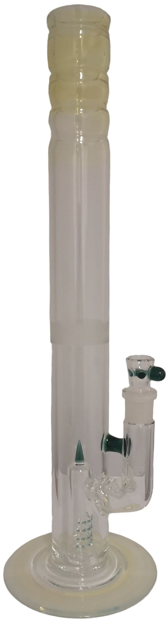 Benwa Glass - 18.5" Accented Fumed 180° Grid Stem Bong w/ Matching Bowl (4 Hole) - Aqua JB85