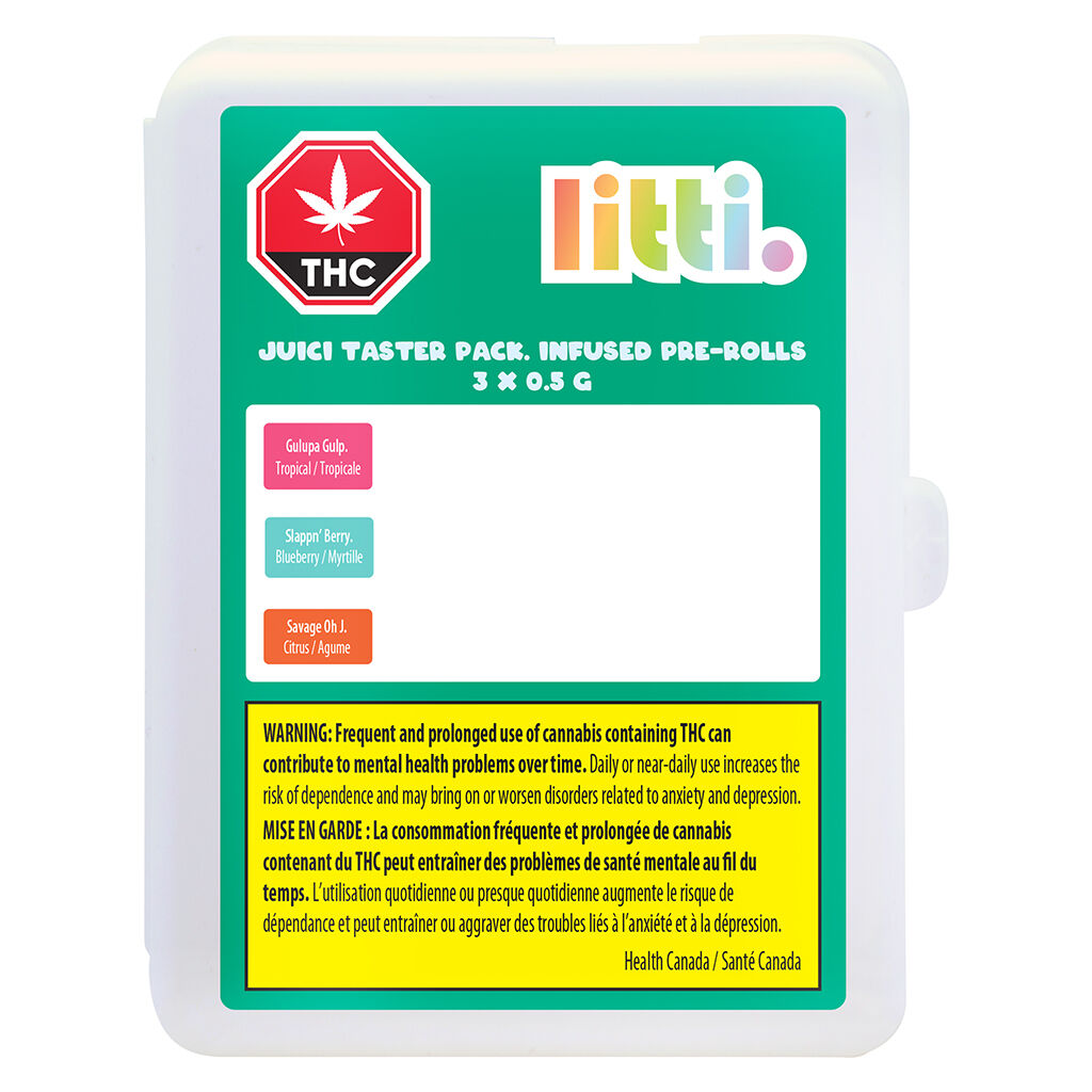 LITTI. - JUICI TASTER PACK. Infused Pre-Roll 3x0.5g - LITTI. - JUICI TASTER PACK. Infused Pre-Roll - Sativa - 3x0.5g