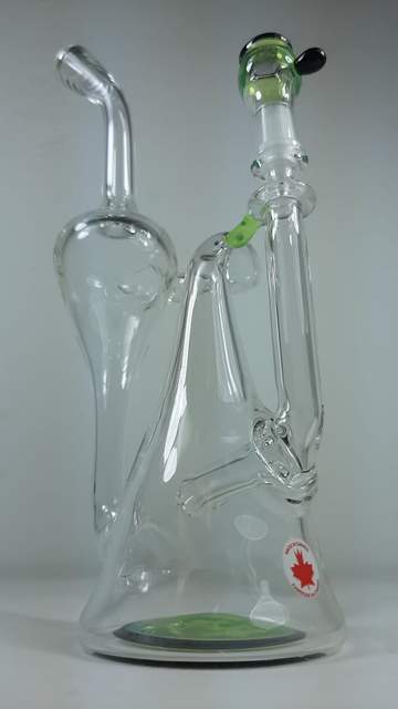 Gore Bong Recycler + Free Banger Clear 9" Green Details