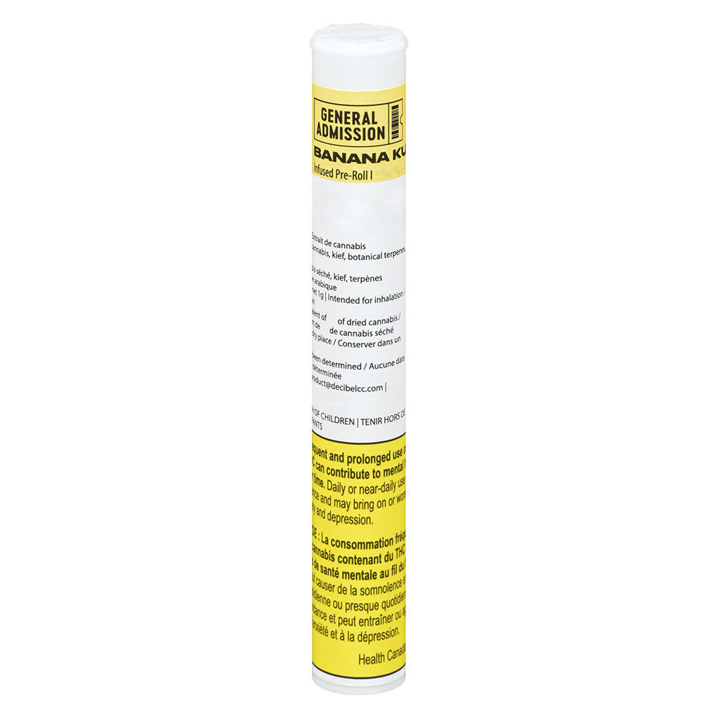 General Admission - Banana Kush Distillate Infused Pre-Roll - 1x1g