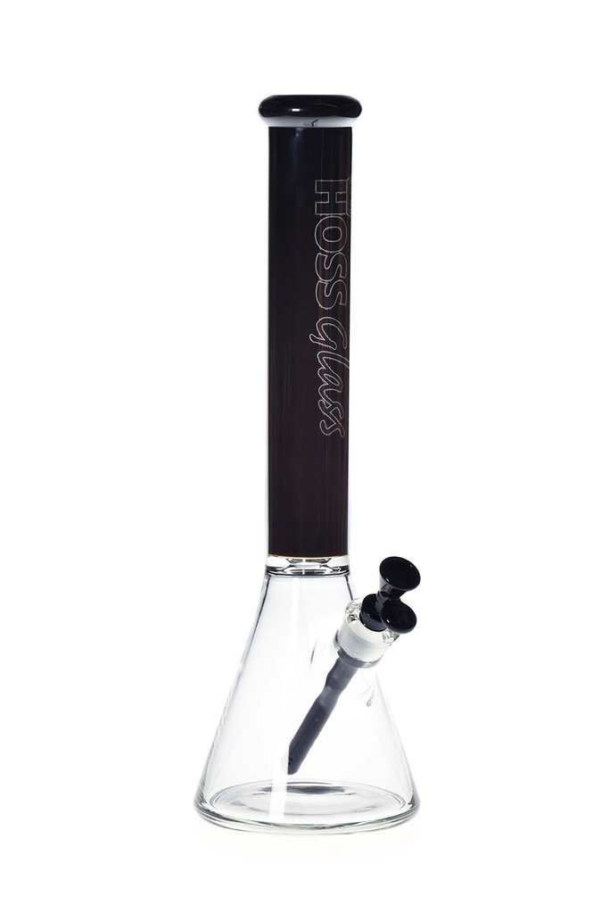 Hoss Glass - H151 Thick Beaker with Colored Top (18") - Black