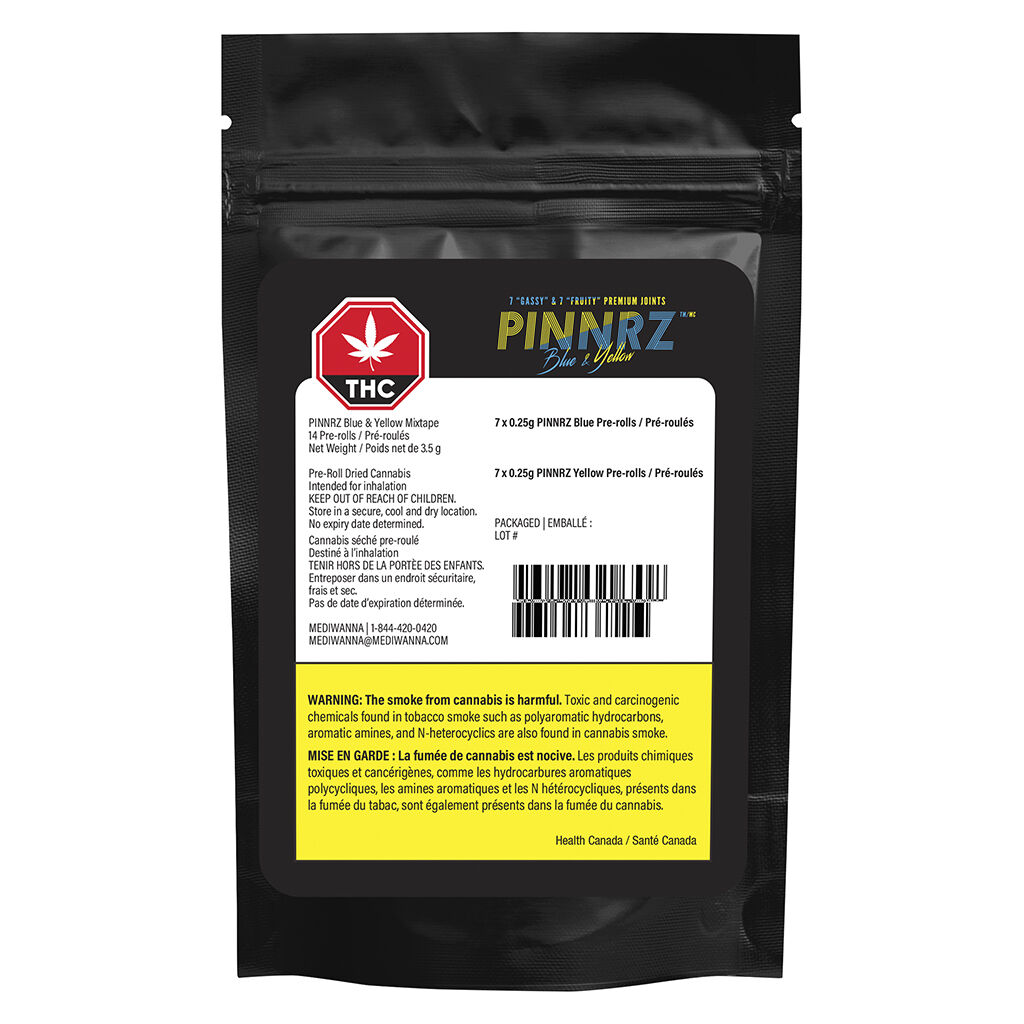 PINNRZ - Blue & Yellow Mixtape Pre-Roll (14-Pack) - Blend - 14x0.25g