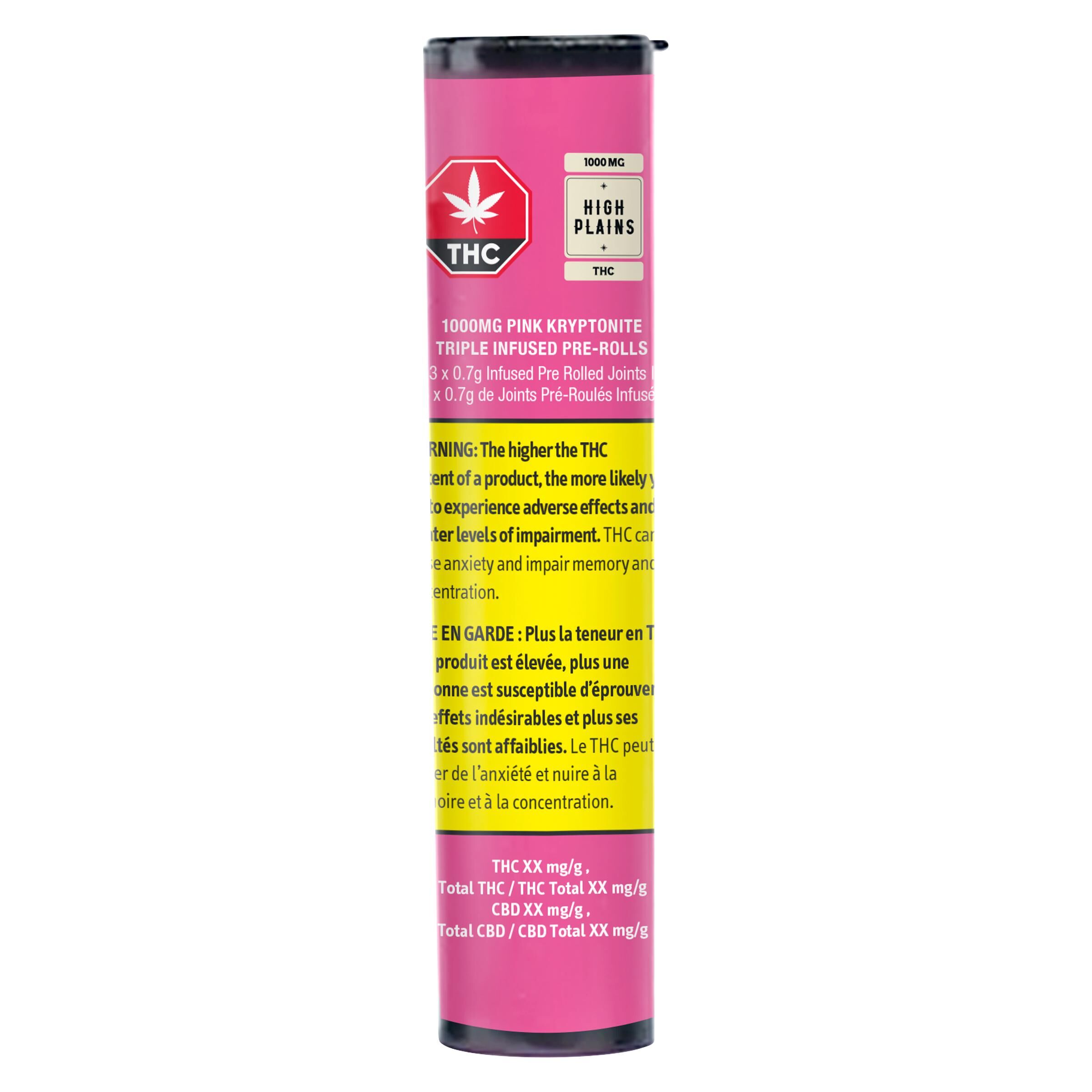 High Plains - THC Pink Kryptonite Triple Infused Pre-Roll - Hybrid - 3x0.7g