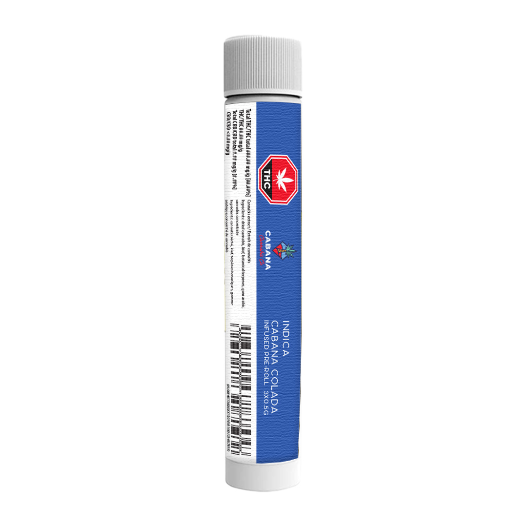 Cabana Cannabis Co. - Cabana Colada Distillate Infused Pre-Roll - Sativa - 3x0.5g