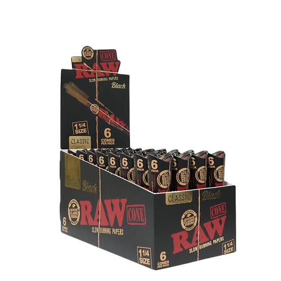 Raw Cone Classic Black 1 1/4 size 6pk