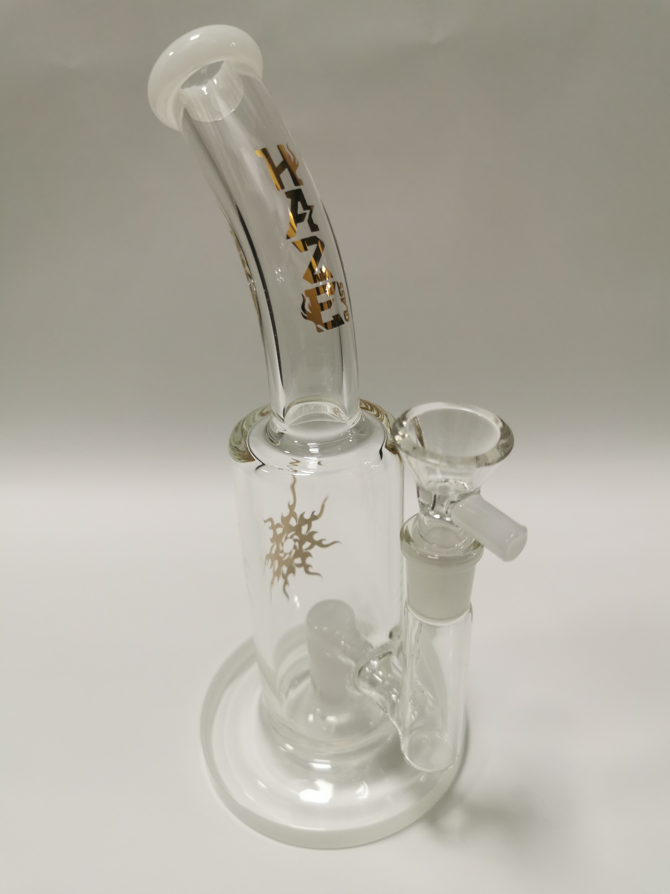 Haze Glass Bong - 9inch Clear With Gold Letters