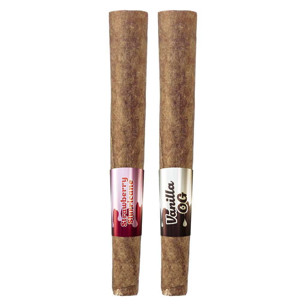 Sticky Greens - Strawberry Slurricane + Vanilla OG infused Blunts - Hybrid - 2x1g