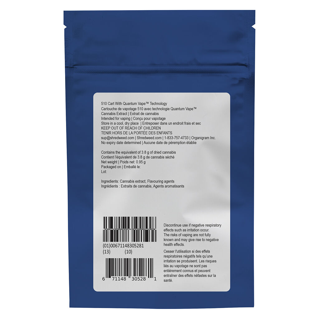 SHRED X - Blueberry Blaster 510 Thread Cartridge - Indica - 0.95g