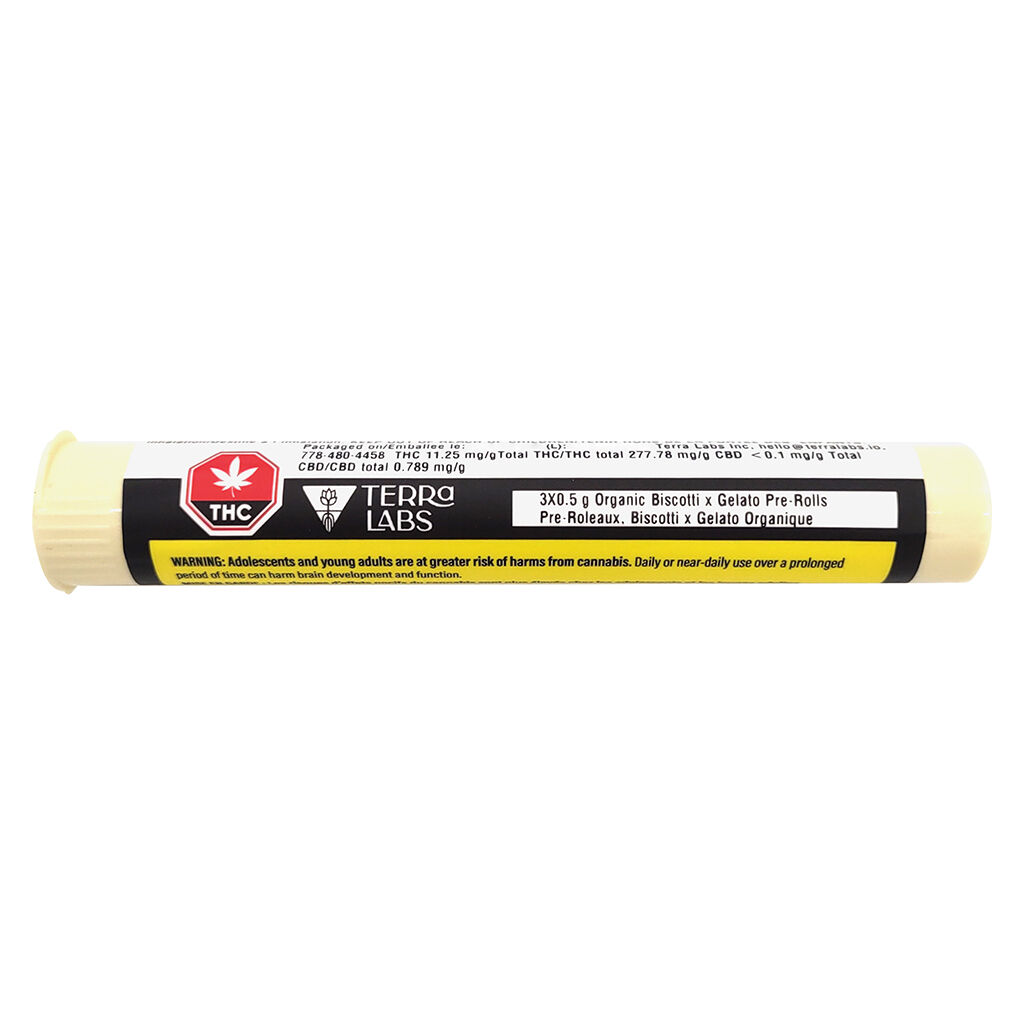 Terra Labs - Organic - Gelato x Biscotti Pre-Roll - Hybrid - 3x0.5g