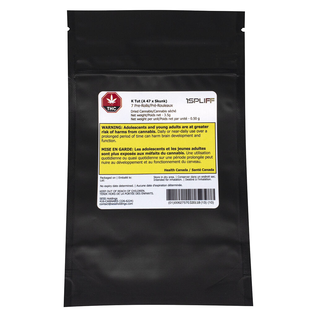 1 SPLIFF - King Tut Pre-Roll Indica - 7x0.5g