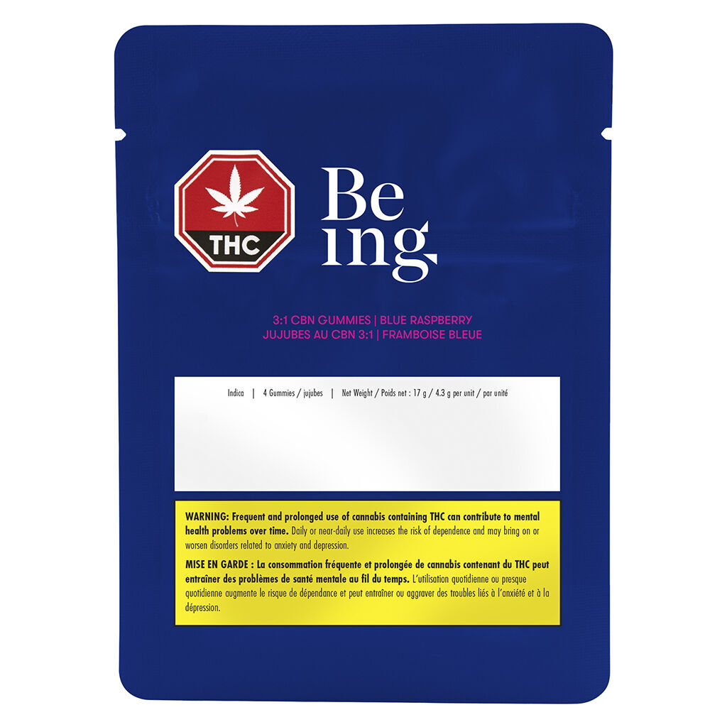Being - 3:1 CBN Gummies Blue Raspberry - Indica - 4 Pack