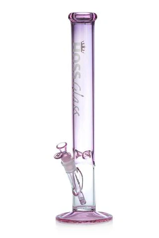 HOSS Glass - 16" Pink Colored Straight Bong H071