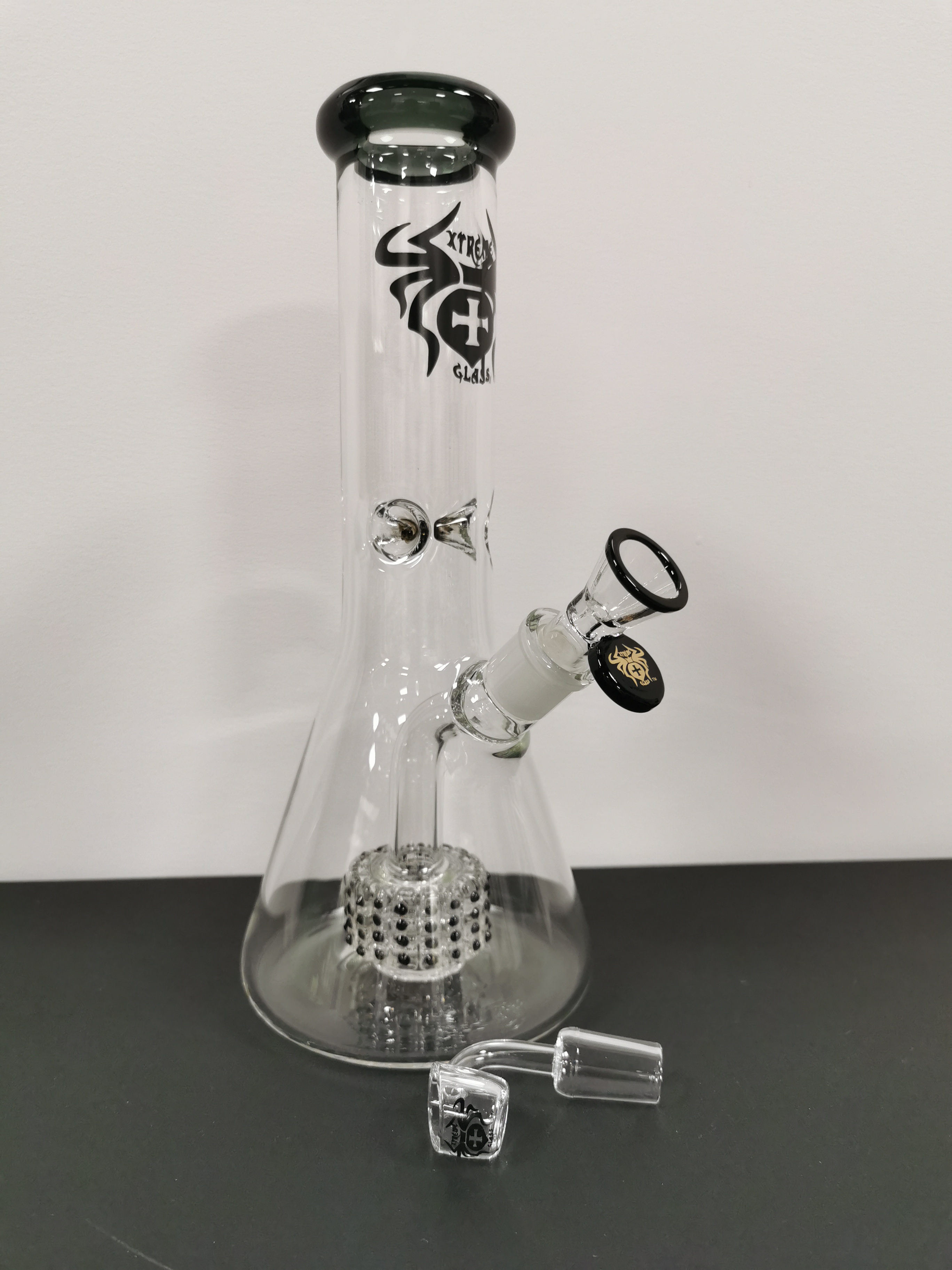 Xtreme Glass Bong - With Percolator Black/Clear