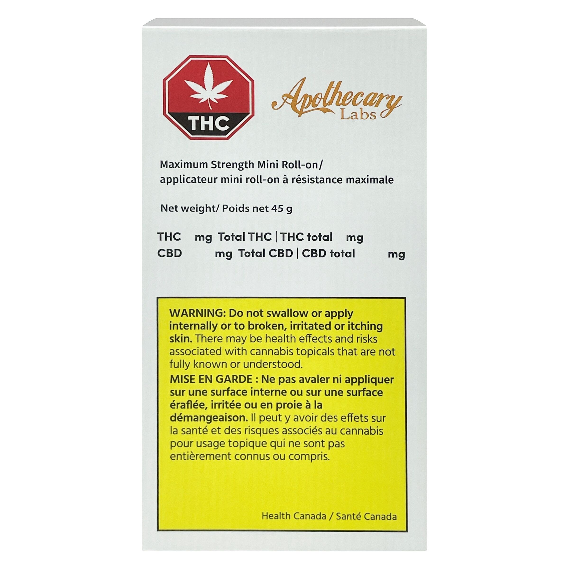 Apothecary Labs - Maximum Strength Mini Roll On - Indica - 45g