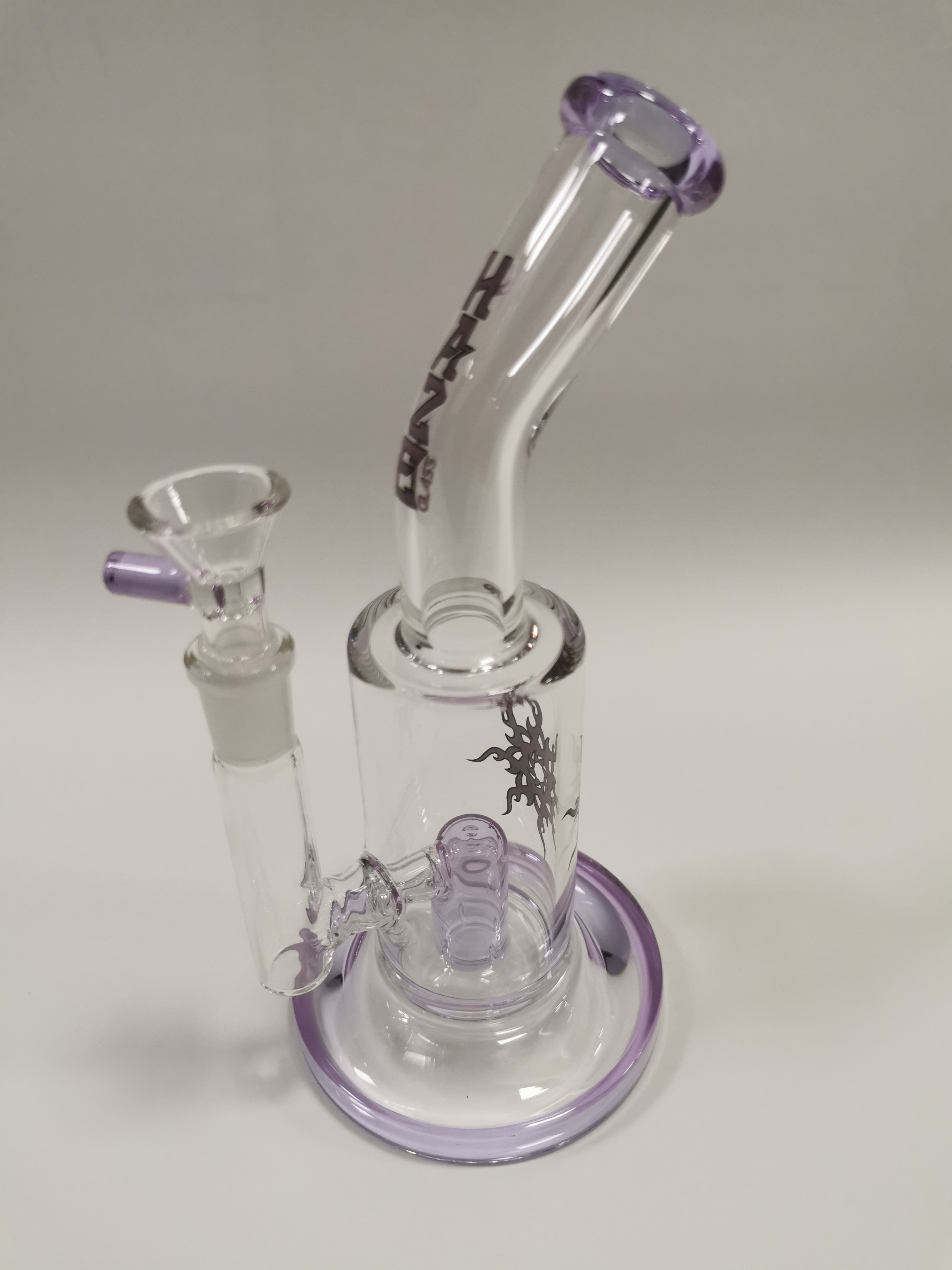 Haze Glass Bong Group - Haze Glass Bong - 9Inch Clear w/Purple Font