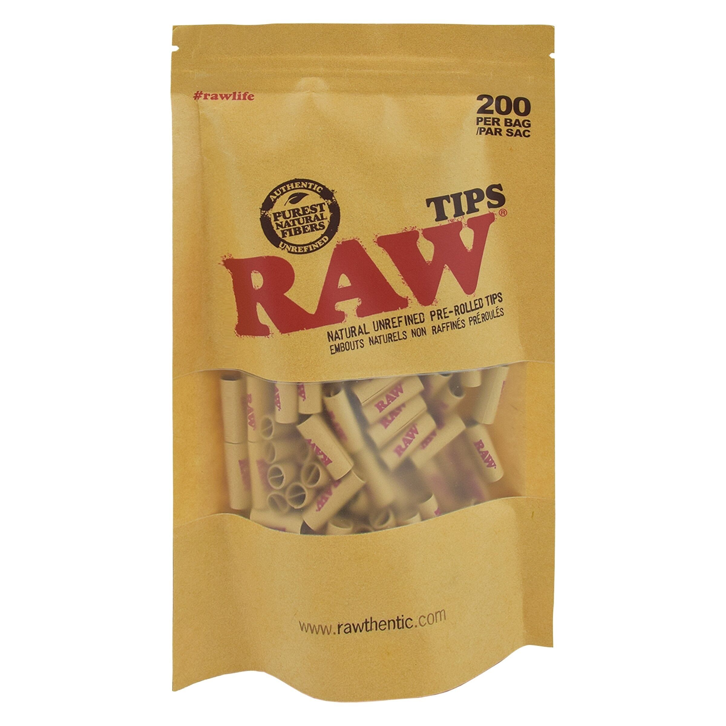 RAW - Natural Unrefined Pre-Rolled Tips - 200 Pack