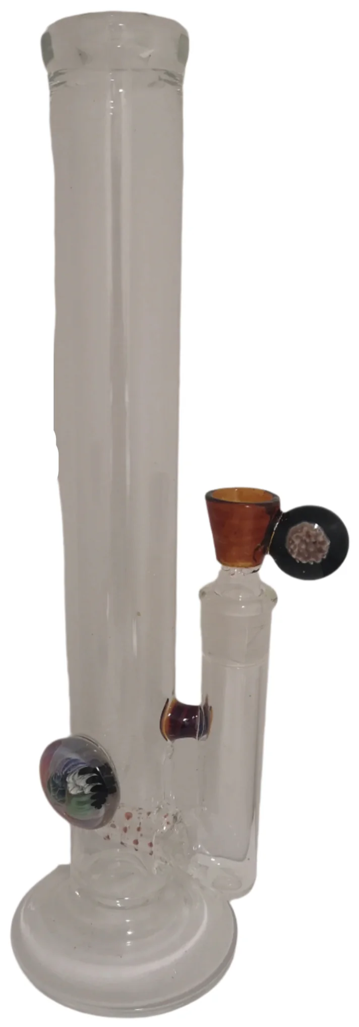 Terry Boake Glass - 14" 18mm Accented Stemline Bong w/ Reef Marble & Flower Marble Bowl (4 Hole) - Red TB56