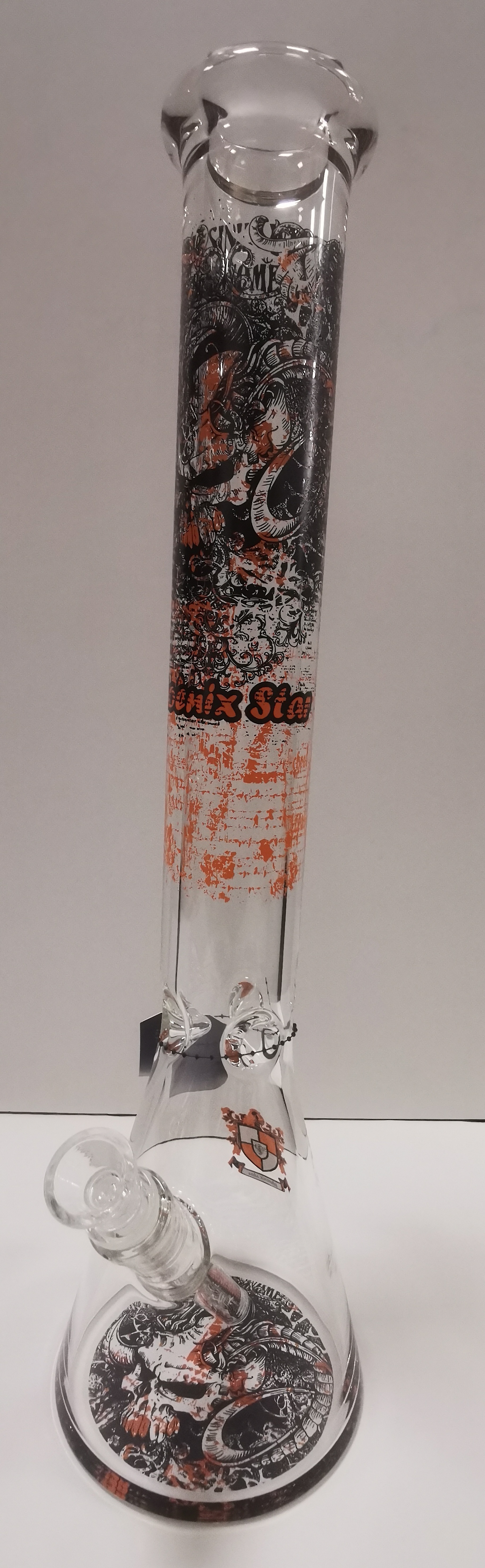 Phoenixstar Glass Bong Orange Skull Design PGBOS