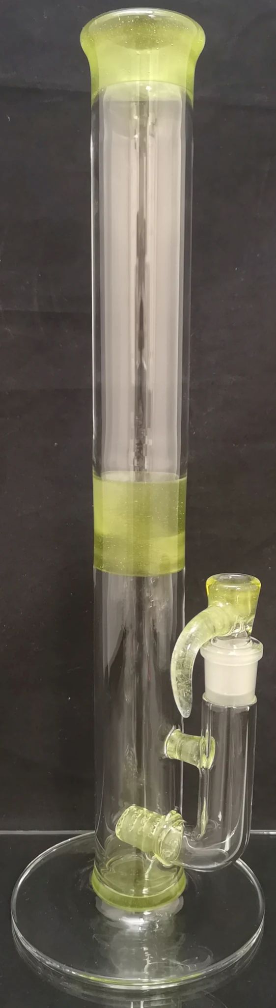 Green Belt Glass - 16.5" Accented Stemline Bong w/ Matching Bowl (4 Hole) - Sour Apple